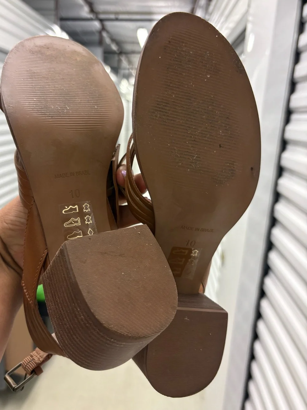 Madewell Multistrap Heeled Sandals in Leather. Size 10. Like New.